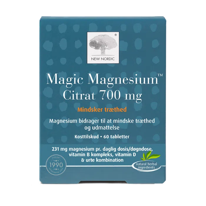 New Nordic Magic Magnesium™ Citrat 700 mg maisto papildas su magniu, B grupės vitaminais, vitaminu D ir žolelių deriniu.