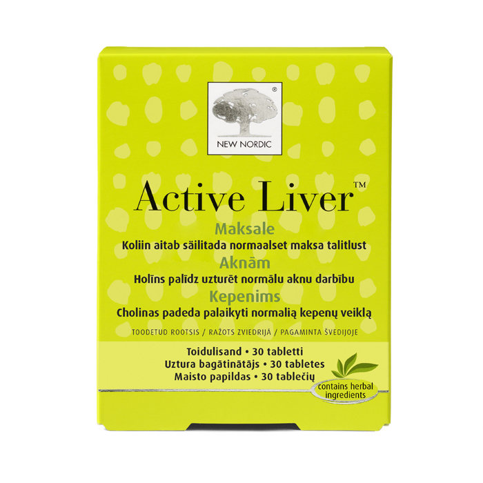 New Nordic Active Liver™ maisto papildas su cholinu, padedančiu palaikyti normalią kepenų veiklą.