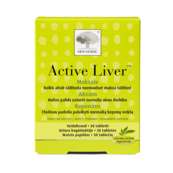„Active Liver“ 30 tablečių pakuotės priekinė pusė.