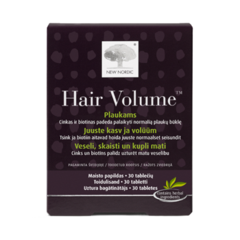 „New Nordic Hair Volume™“ – 30 tablečių su obuolių ekstraktu, padedančių palaikyti normalią plaukų, odos ir nagų būklę.