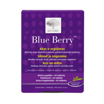 „New Nordic Blue Berry™ Eyebright“ tabletės su aronijų ir augalų ekstraktais padeda išlaikyti akių sveikatą ir normalų regėjimą.