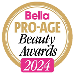 Ženklelis, patvirtinantis „Bella Pro-Age Beauty Awards 2024“ apdovanojimą.