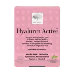 Naujų „Nordic Hyaluron Active™“ tablečių nuotrauka – su hialurono rūgštimi ir šaltalankių ekstraktu, kurie padeda išlaikyti odos stangrumą ir jaunatvišką spindesį.