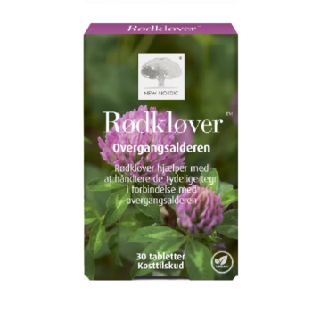 New Nordic Rødkløver pakuotė su raudonųjų dobilų žiedais.
