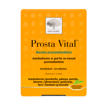„New Nordic Prosta Vita™“ tabletės padeda išlaikyti vyrų sveikatą ir gyvybingumą, nes jų sudėtyje yra moliūgų sėklų ekstrakto, folio rūgšties ir augalinių ekstraktų derinio. Produkto nuotrauka.