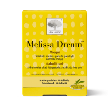 New Nordic Melissa Dream pakuotė su 40 tablečių.