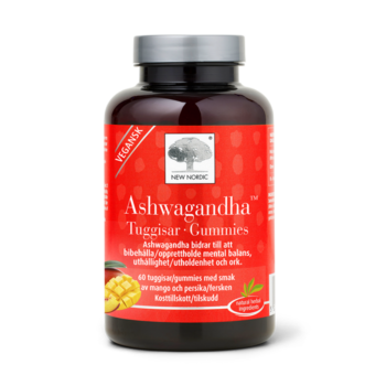 „Ashwagandha™ GUMMIES“ – veganiški guminukai su mangų ir persikų skoniu, kurie padeda išlaikyti psichologinę pusiausvyrą, ištvermę ir energiją – patogi ir lengvai vartojama forma.