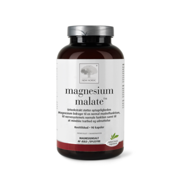 New Nordic Magnesium Malate™ – magnio papildas su obuolių rūgšties magnio druska ir žolelių ekstraktu, 90 kapsulių.