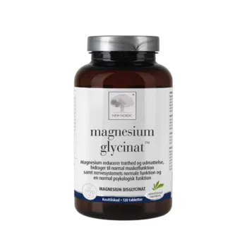 New Nordic Magnesium Glycinat™ – magnio bisglicinato papildas raumenų, nervų sistemos ir psichologinei funkcijai, 120 tablečių.