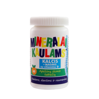 Mineralai Kaulams – maisto papildas su kalciu, magniu ir vitaminu D kaulams, dantims ir raumenims, 180 tablečių.