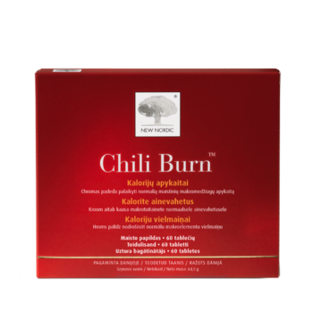 „New Nordic Chili Burn™“ maisto papildai su čili ekstraktu ir chromu padeda palaikyti normalią energijos apykaitą.