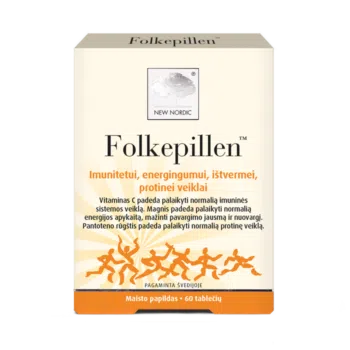 New Nordic Folkepillen™ – maisto papildas imunitetui, energingumui, ištvermei ir protinei veiklai, 120 tablečių.