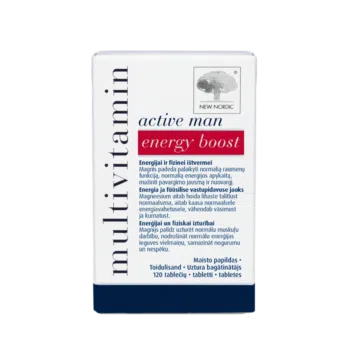 New Nordic Multivitamin Active Man Energy Boost – maisto papildas energijai ir fizinei ištvermei, 120 tablečių.