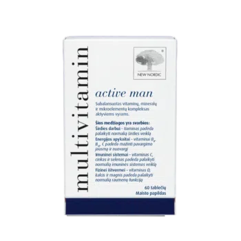 New Nordic Multivitamin Active Man – subalansuotas vitaminų, mineralų ir mikroelementų kompleksas aktyviems vyrams, 120 tablečių.